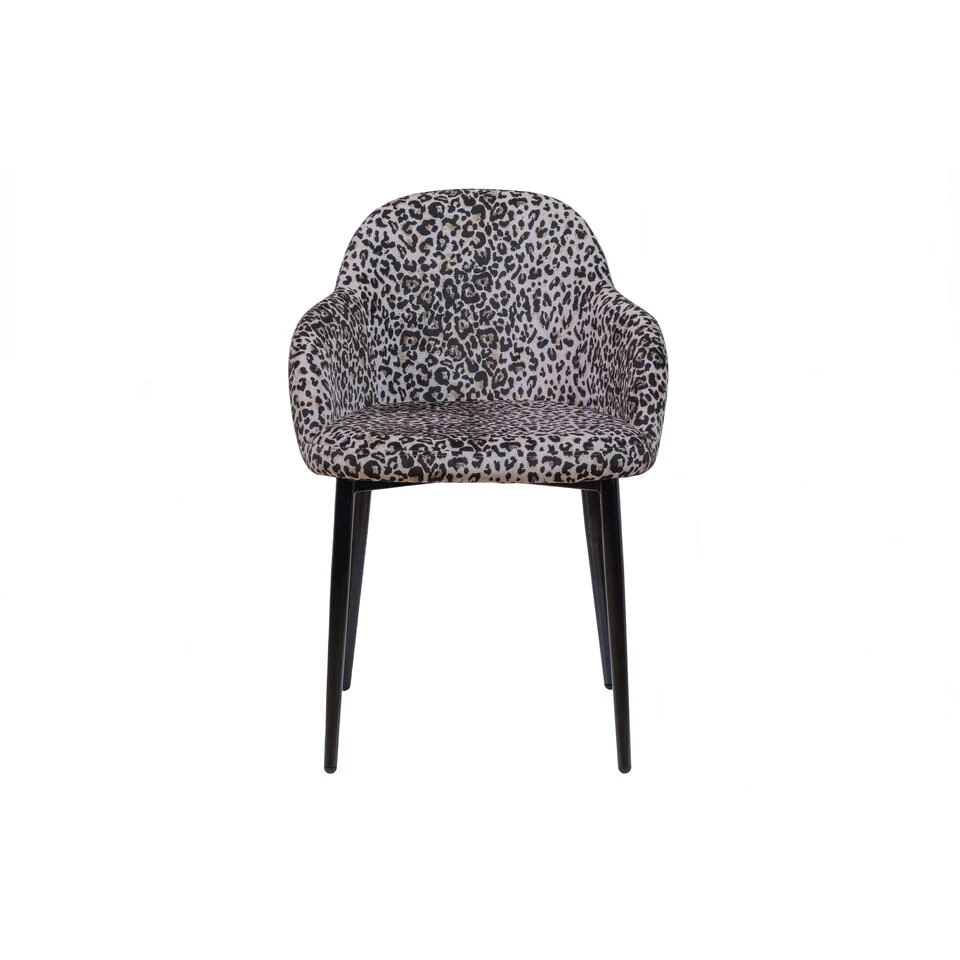 WOOOD Noortje Eetkamerstoel - Polyester - Panterprint - Set Van 2 6 WOOOD Noortje Eetkamerstoel - Polyester - Panterprint - Set Van 2 - Afbeelding 4