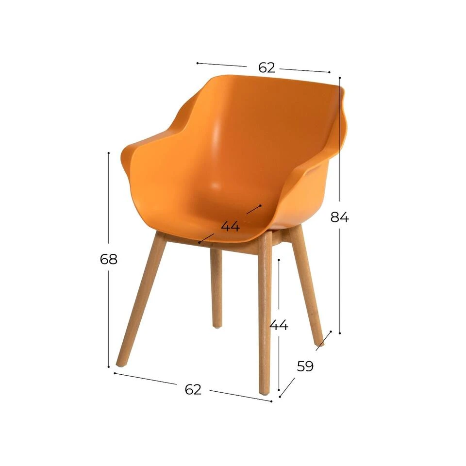 Set Van 2- Hartman Sophie Studio Diningstoel-Indian Orange- Teak Poot 4 Set Van 2- Hartman Sophie Studio Diningstoel-Indian Orange- Teak Poot - Afbeelding 2