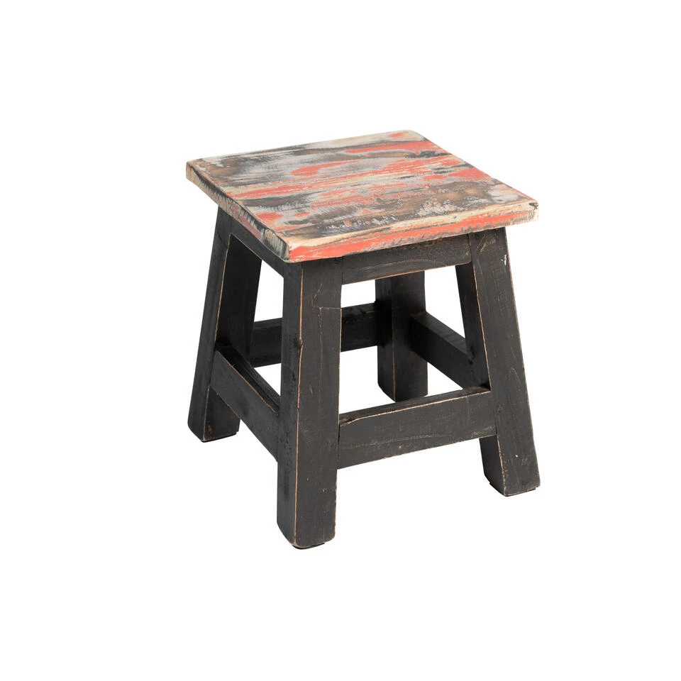 Rootsmann Houten Krukje - Mixkleur Zwart - Hout 4 Rootsmann Houten Krukje - Mixkleur Zwart - Hout - Afbeelding 2