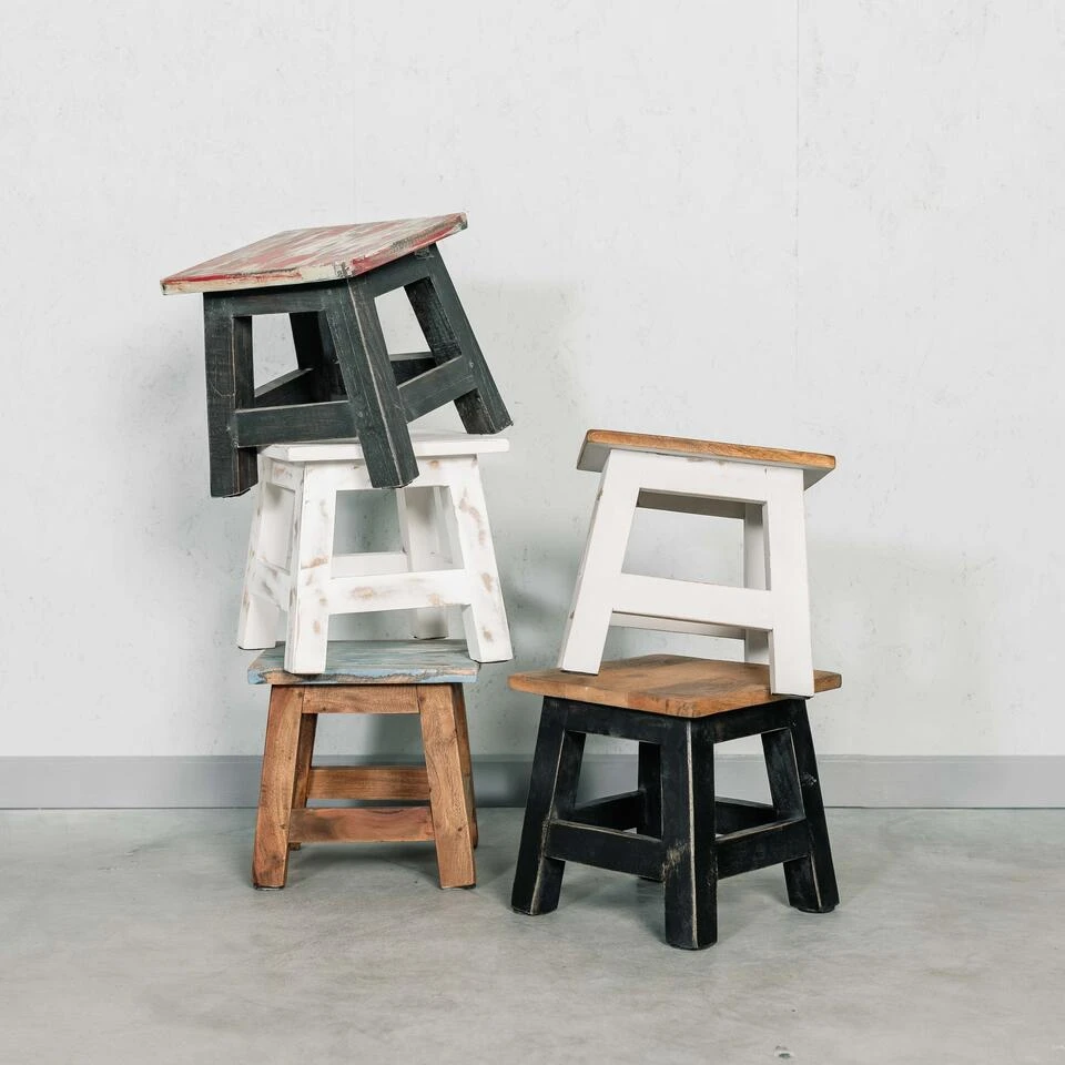 Rootsmann Houten Krukje - Mixkleur Zwart - Hout 5 Rootsmann Houten Krukje - Mixkleur Zwart - Hout - Afbeelding 3