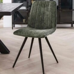Victor Eetkamerstoel Velvet - Stof - Groen -LeenBakker Winkel 1000076872 0102