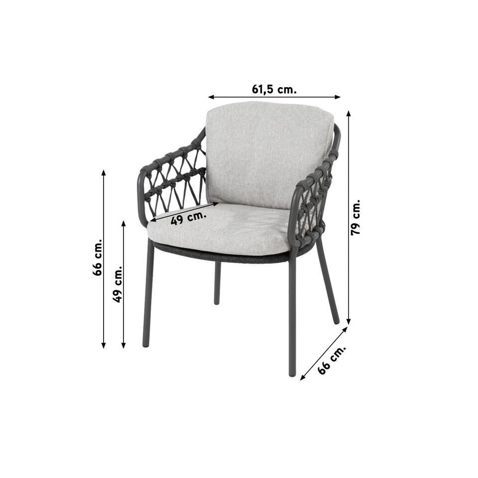 4 Seasons Outdoor Calpi Dining Stoel - Antraciet (1 St.) 4 4 Seasons Outdoor Calpi Dining Stoel - Antraciet (1 St.) - Afbeelding 2