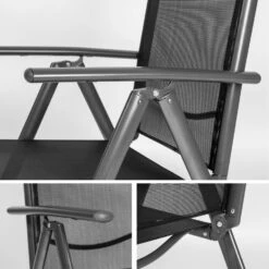 Tectake - Aluminium Tuinstoel / Tuin Stoel Antraciet - Zwart 9 Tectake - Aluminium Tuinstoel / Tuin Stoel Antraciet - Zwart -LeenBakker Winkel 1000078044 0103