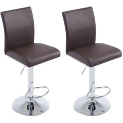 CLP Set Van 2 Barkruk Keulen Kunstleder Bruin