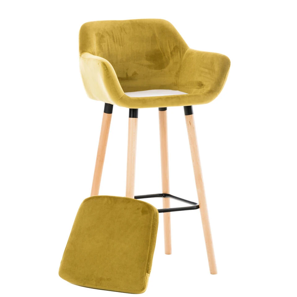 CLP Barkruk Grant Fluweel Geel 4 CLP Barkruk Grant Fluweel Geel - Afbeelding 2