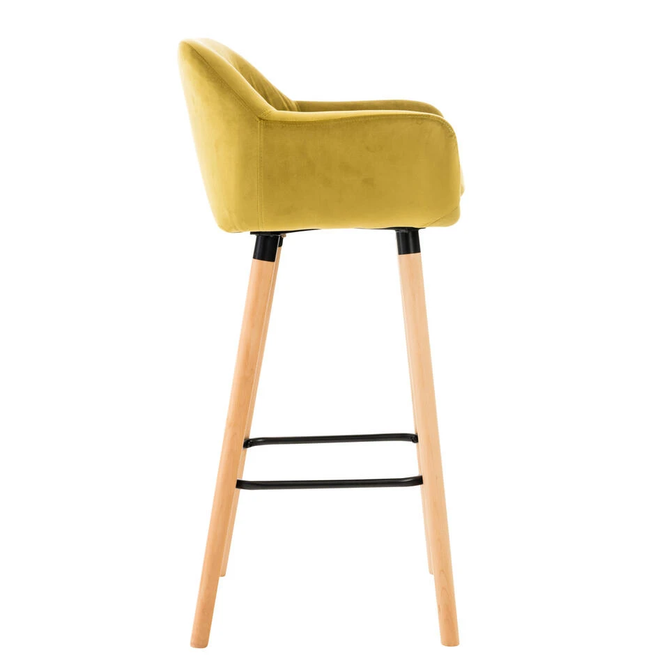 CLP Barkruk Grant Fluweel Geel 6 CLP Barkruk Grant Fluweel Geel - Afbeelding 4