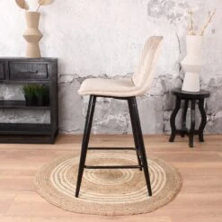 DS4U® Gaby Barkruk Velvet - Stof - Beige -LeenBakker Winkel 1000082672 0103