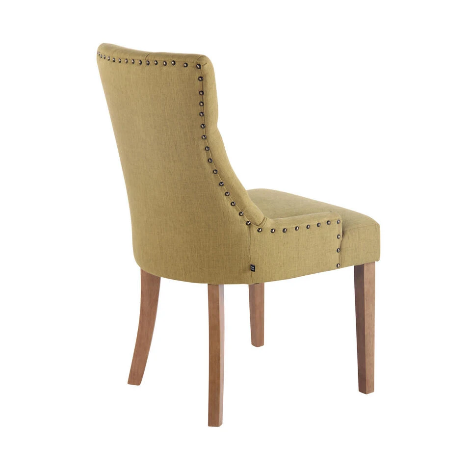 CLP Eetkamerstoel Aberdeen Licht Bruin Frame Stof Groen 6 CLP Eetkamerstoel Aberdeen Licht Bruin Frame Stof Groen - Afbeelding 4