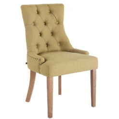 CLP Eetkamerstoel Aberdeen Licht Bruin Frame Stof Groen