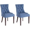 CLP Set Van 2 Eetkamerstoelen Aberdeen Donker Bruin Frame Stof Blauw -LeenBakker Winkel 1000082930