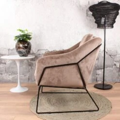 DS4U® Antonio Fauteuil Velvet - Stof - Beige -LeenBakker Winkel 1000082943 0102