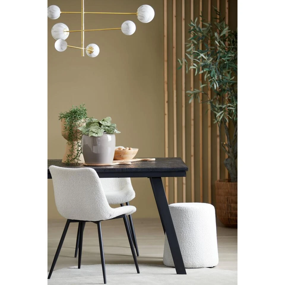 Poef Lauryn - Wit Bouclé - Ø39cm 5 Poef Lauryn - Wit Bouclé - Ø39cm - Afbeelding 3