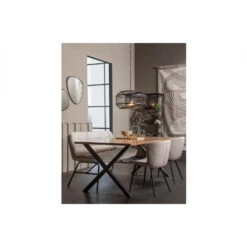 WOOOD Lucy Eetkamerbankje - Bouclé - Off White - 87x150x67 -LeenBakker Winkel 1000084221 0102