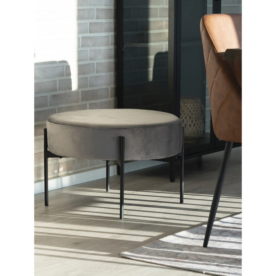 Giga Meubel Poef Grijs - Velvet - 61x61x39cm - Poef Amadora 4 Giga Meubel Poef Grijs - Velvet - 61x61x39cm - Poef Amadora - Afbeelding 2