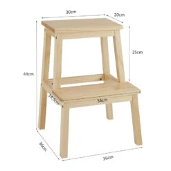 ACAZA Houten Opstapje - Krukje Met 2 Niveaus Voor Keuken Of Kelder - Bruin 8 ACAZA Houten Opstapje - Krukje Met 2 Niveaus Voor Keuken Of Kelder - Bruin -LeenBakker Winkel 1000085108 0102