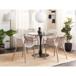 Beliani Eetkamerstoel NAPOLI - Beige Synthetisch Materiaal -LeenBakker Winkel 1000086371 0103