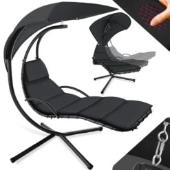 Tectake - Hangstoel Ligbed Maja - Zwart