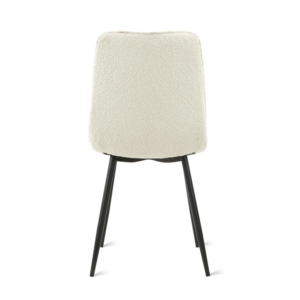 Eetkamerstoel Yerevan - Bouclé Ivoor 4 Eetkamerstoel Yerevan - Bouclé Ivoor - Afbeelding 2