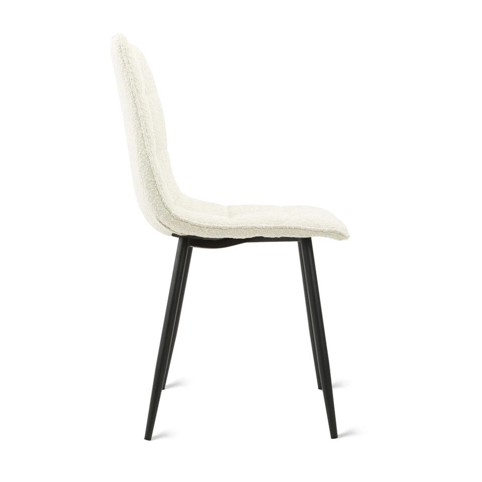Eetkamerstoel Yerevan - Bouclé Ivoor 6 Eetkamerstoel Yerevan - Bouclé Ivoor - Afbeelding 4