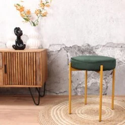 DS4U® Mika Velvet Kruk - Stof - Groen 6 DS4U® Mika Velvet Kruk - Stof - Groen -LeenBakker Winkel 1000093827 0101