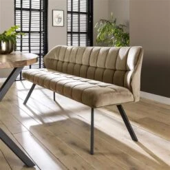 Kalfort Kelly Eetkamerbank Velvet Champagne - 18x58x81 Cm -LeenBakker Winkel 1000094197 0101