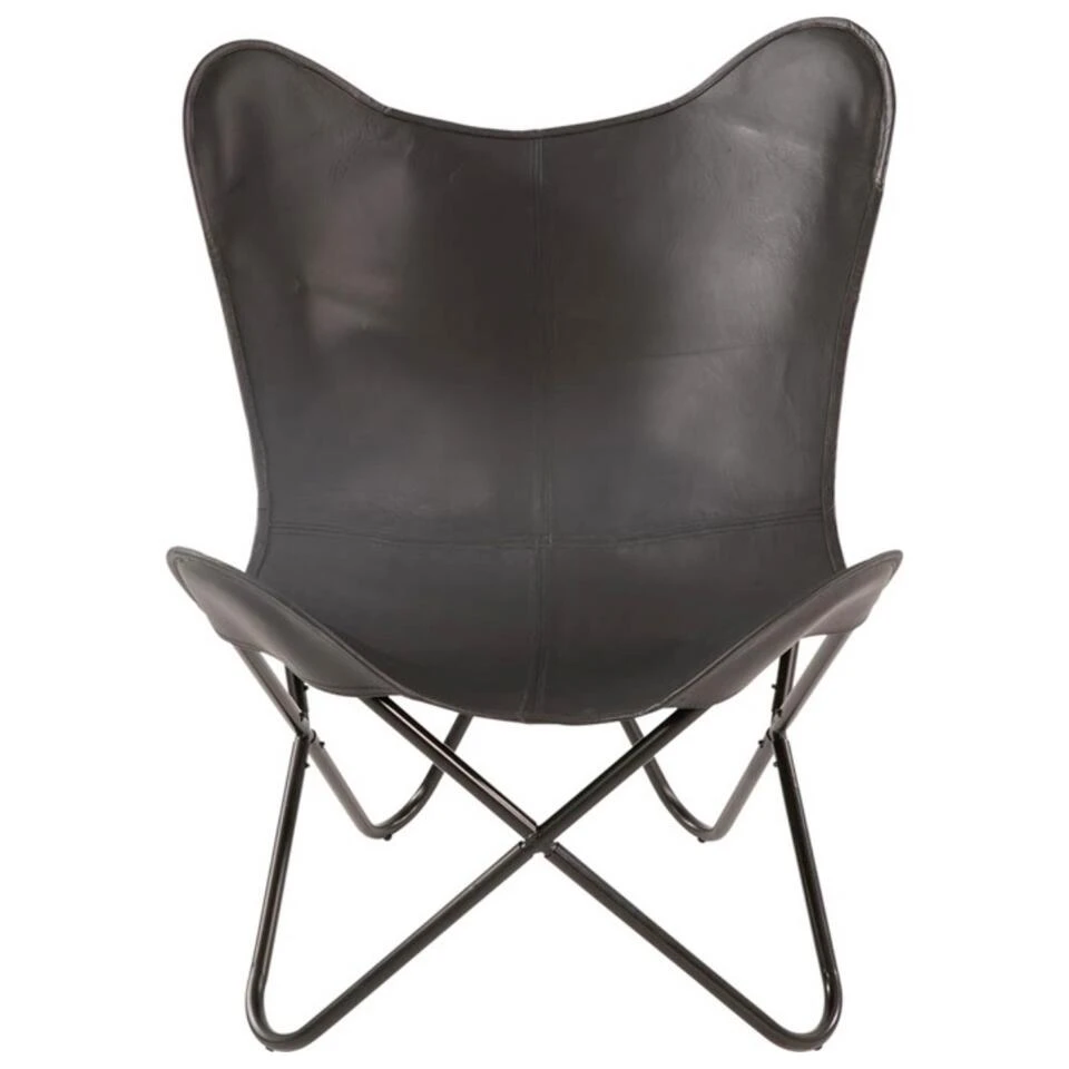 Buffalo Vlinderstoel - Leder - Zwart 4 Buffalo Vlinderstoel - Leder - Zwart - Afbeelding 2