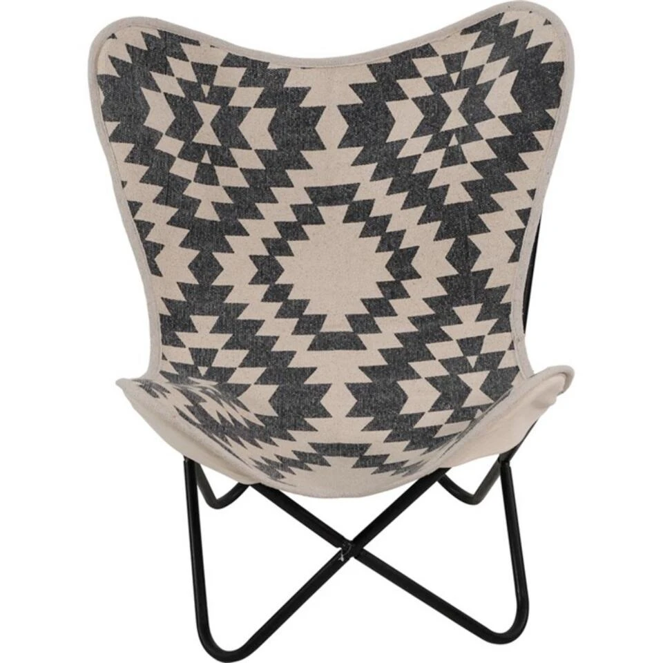 Brent Vlinderstoel Zwart/wit - Leder - Zwart 4 Brent Vlinderstoel Zwart/wit - Leder - Zwart - Afbeelding 2