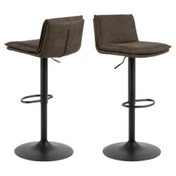 Sohome Draaibare Barkruk - Set Van 2 - Mikaila - PU - Antraciet - Zithoogte 68-