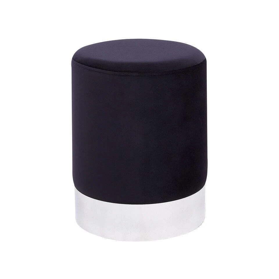 Beliani Poef BRIGITTE - Zwart Fluweel 3 Beliani Poef BRIGITTE - Zwart Fluweel