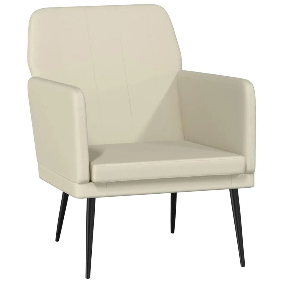 VidaXL Fauteuil 61x78x80 Cm Kunstleer Crèmekleurig 3 VidaXL Fauteuil 61x78x80 Cm Kunstleer Crèmekleurig