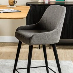 Zalko Barkruk Bouclé - Stof - Grijs -LeenBakker Winkel 1000096127 0103