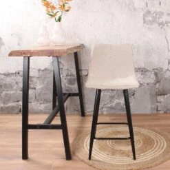 DS4U® Gaby Barkruk 65cm - Stof - Taupe -LeenBakker Winkel 1000096493 0103