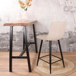 DS4U® Gaby Barkruk 65cm - Stof - Taupe -LeenBakker Winkel 1000096493 0104