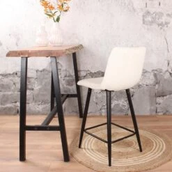 DS4U® Gaby Barkruk 75cm - Stof - Wit -LeenBakker Winkel 1000096496 0104