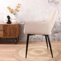 DS4U® Lenon Eetkamerstoel Bouclé - Stof - Taupe 9 DS4U® Lenon Eetkamerstoel Bouclé - Stof - Taupe -LeenBakker Winkel 1000096503 0103