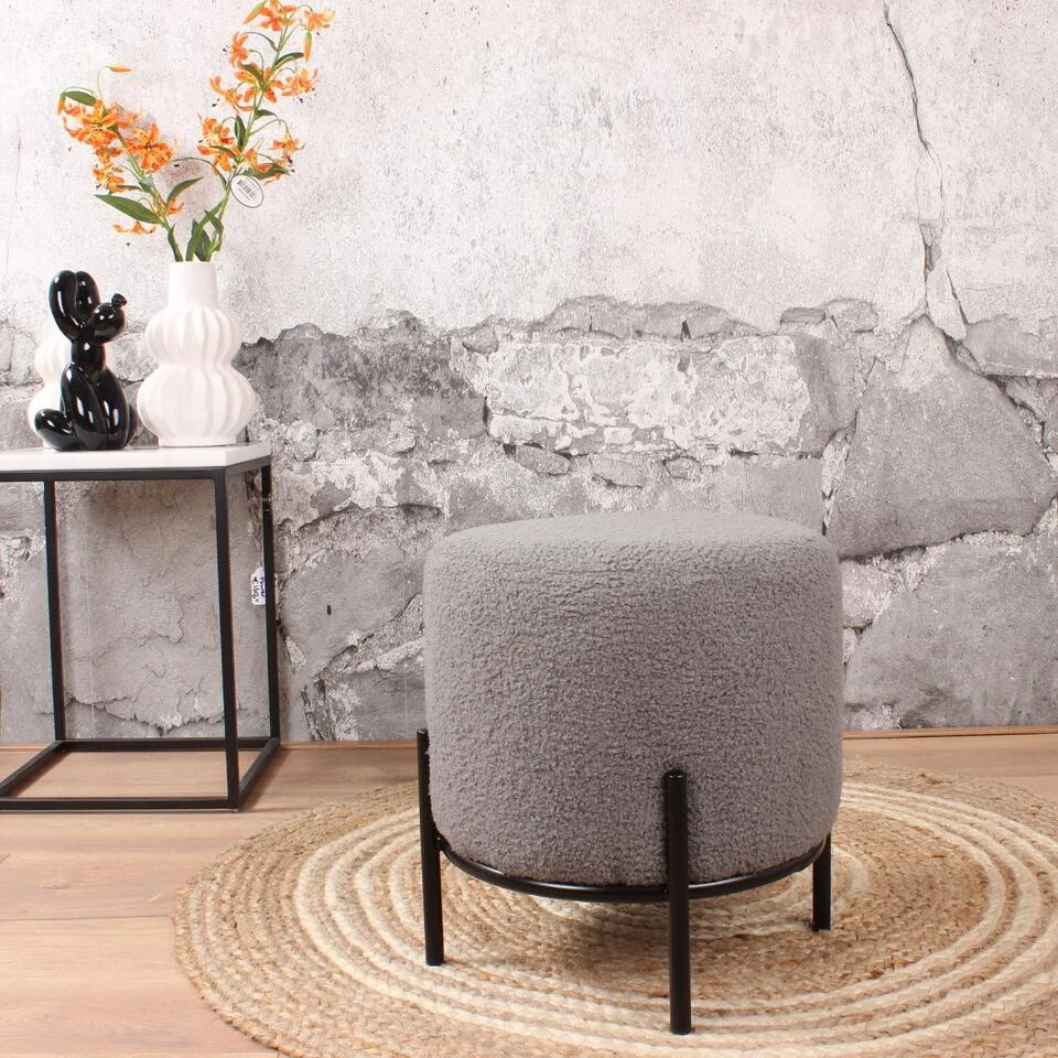 DS4U® Torben Hocker 35x38cm - Stof - Grijs 4 DS4U® Torben Hocker 35x38cm - Stof - Grijs - Afbeelding 2