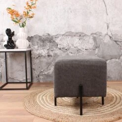 DS4U® Jorg Hocker 36x36x38cm - Stof - Grijs -LeenBakker Winkel 1000098391 0102