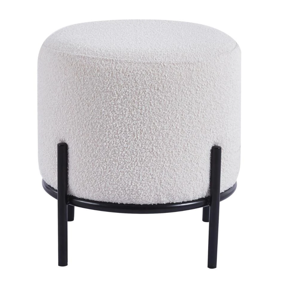 DS4U® Torben Hocker 35x38cm - Stof - Wit 3 DS4U® Torben Hocker 35x38cm - Stof - Wit