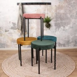 DS4U® Mika Velvet Kruk - Stof - Roze -LeenBakker Winkel 1000098397 0103