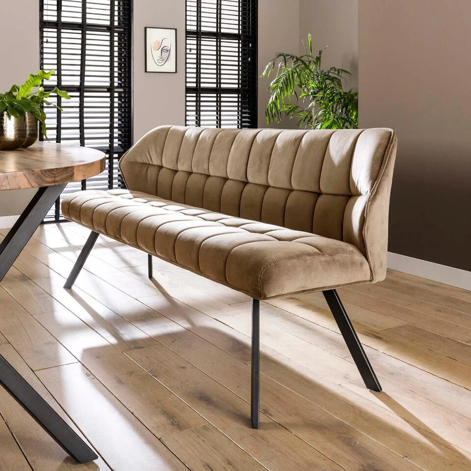 Ramon Eetkamerbank 180cm - Stof - Beige 4 Ramon Eetkamerbank 180cm - Stof - Beige - Afbeelding 2