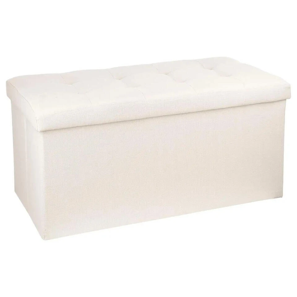 Atmosphera Poef/hocker - Opbergbox - Beige - PU/MDF - 76 X 38 Cm 3 Atmosphera Poef/hocker - Opbergbox - Beige - PU/MDF - 76 X 38 Cm