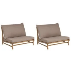 TODI - Fauteuil Set Van 2 - Lichthout/Taupe - Bamboe