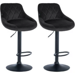 CLP Set Van 2 Barkruk Lazio Zwart Frame - Fluweel - Zwart