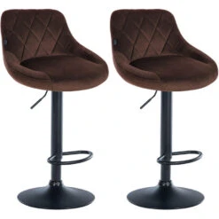 CLP Set Van 2 Barkruk Lazio Zwart Frame - Fluweel - Bruin