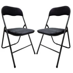 5Five Klapstoel Met Fluweel Zitting - Zwart/antraciet - 44 X 79cm