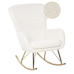 ANASET - Schommelstoel - Wit/Goud - Bouclé