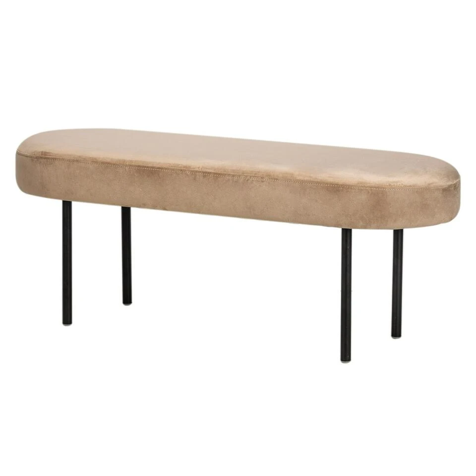 Metalen En Fluwelen Beige Bank 3 Metalen En Fluwelen Beige Bank
