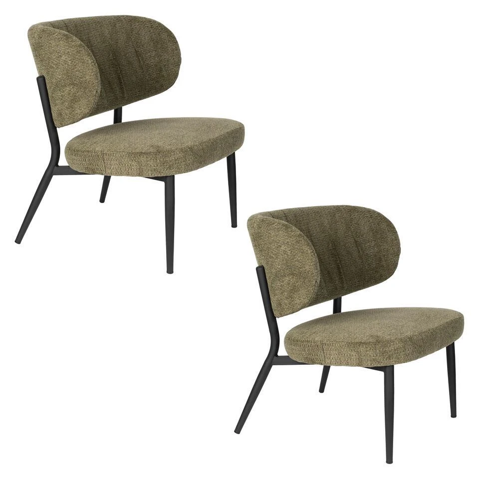 Housecraft Sanne Fauteuil Groen Grijs - Set Van 2 3 Housecraft Sanne Fauteuil Groen Grijs - Set Van 2