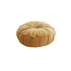 Arabic House Poef Rond - Teddy Geel - Zitkussen - 60x60x20cm - Vintage - Giga