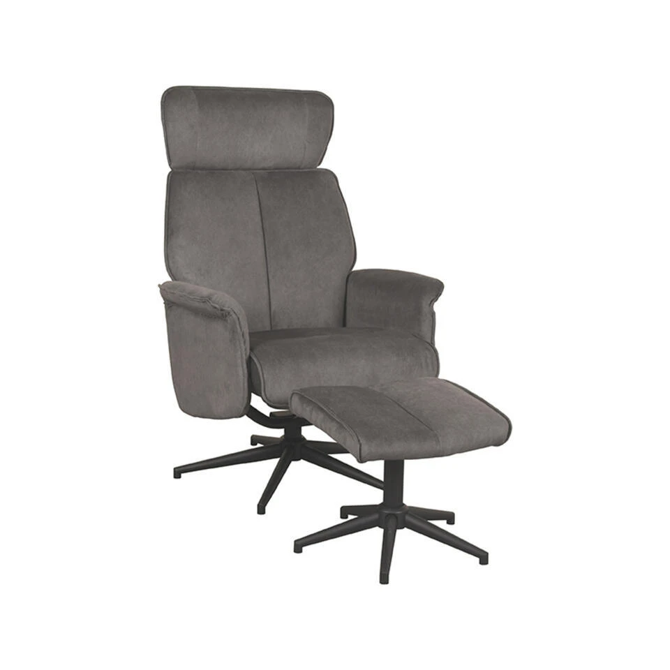 LABEL51 Fauteuil Verdal - Antraciet - Cosmo - Incl. Hocker - 79x77x109 Cm 3 LABEL51 Fauteuil Verdal - Antraciet - Cosmo - Incl. Hocker - 79x77x109 Cm
